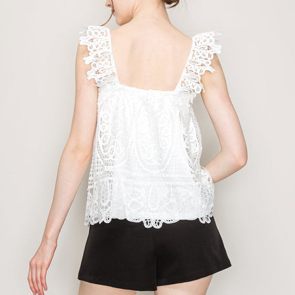 Sleeveless Linen Lace Top