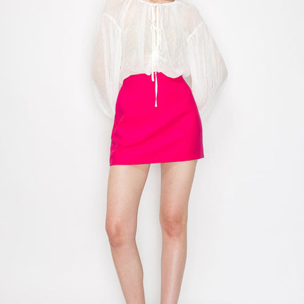 Long sleeve dots jacquard chiffon blouse top
