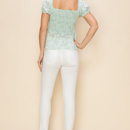 Floral print top with front slits and ties