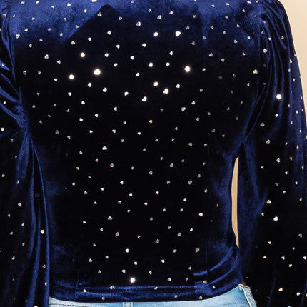METALLIC VELVET RUCHED FRONT BLOUSE