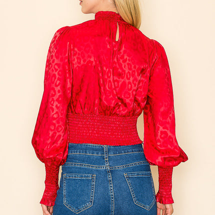 Mock Neck Long Sleeves Animal Print