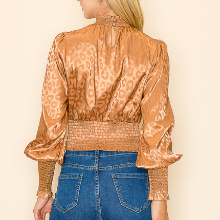 Mock Neck Long Sleeves Animal Print