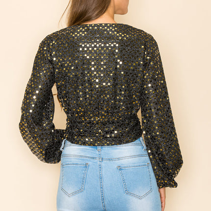 METALLIC RUCHED CROP TOP