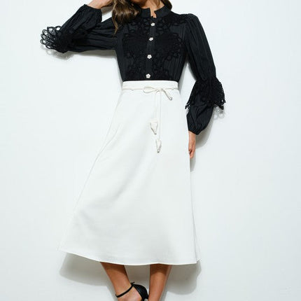 High Neck Long Sleeves Lace Blouse Top