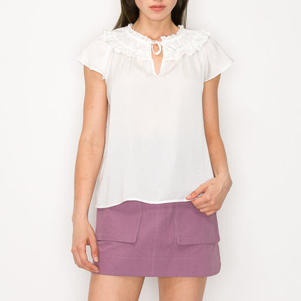 Short sleeves baby doll top with key hole design