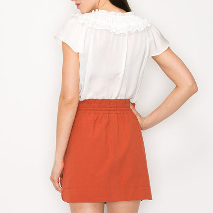 Short sleeves baby doll top with key hole design