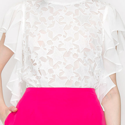 Star Cutwork Butterfly Short Sleeve Top