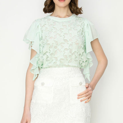 Star Cutwork Butterfly Short Sleeve Top