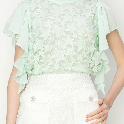Star Cutwork Butterfly Short Sleeve Top