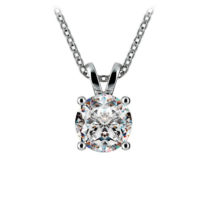 AGI Certified 2.00 CTW Prong Set Round Lab Grown Solitaire Diamond Pendant (G-VS) in 14K White or Yellow Gold