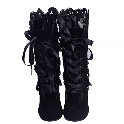 Stylish Fashion Lace Up Heels Boots