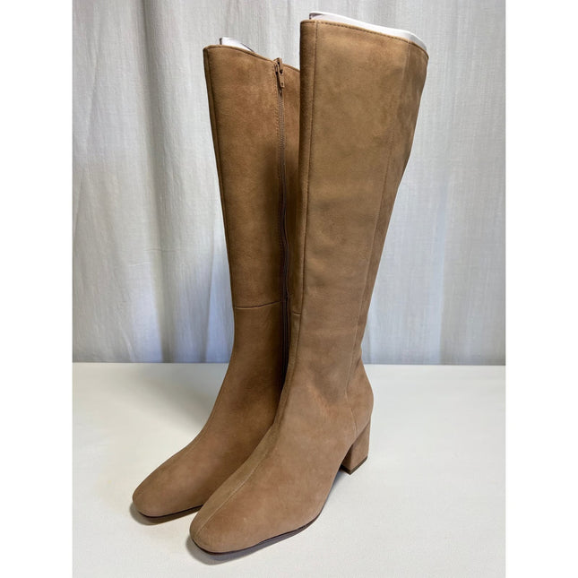 Ann Taylor 2.5” Block Heel Suede Tall Boots Women’s Dominican Sand