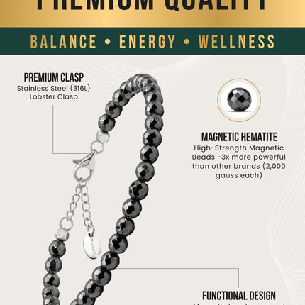 Hematite Magnetic Anklet (6mm Faceted Beads)