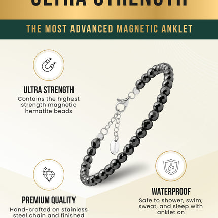 Hematite Magnetic Anklet (6mm Faceted Beads)