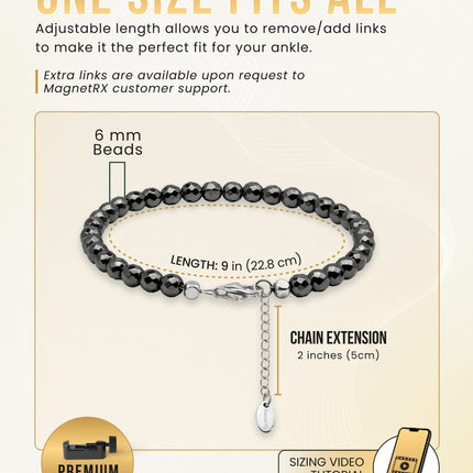 Hematite Magnetic Anklet (6mm Faceted Beads)