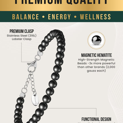 Hematite Magnetic Anklet (6mm Round Beads)