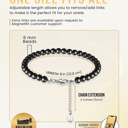 Hematite Magnetic Anklet (6mm Round Beads)