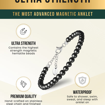 Hematite Magnetic Anklet (6mm Round Beads)