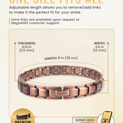 Ultra Strength Copper Magnetic Therapy Anklet for Men