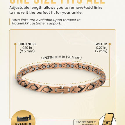 Ultra Strength Copper Magnetic Therapy Anklet for Women