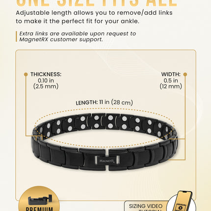 Ultra Strength Titanium Magnetic Therapy Anklet for Men (Black)