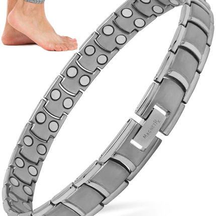 Ultra Strength Titanium Magnetic Therapy Anklet for Men (Silver)