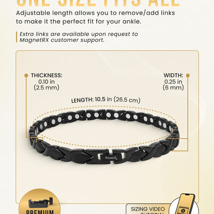Ultra Strength Titanium Magnetic Therapy Anklet for Women (Black)
