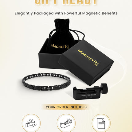 Ultra Strength Titanium Magnetic Therapy Anklet for Women (Black)