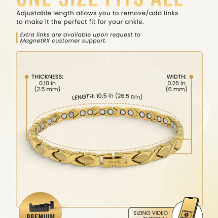 Ultra Strength Titanium Magnetic Therapy Anklet for Women (Gold)