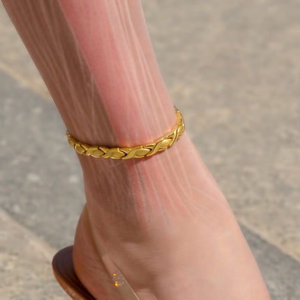 Ultra Strength Titanium Magnetic Therapy Anklet for Women (Gold)