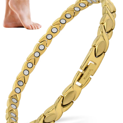 Ultra Strength Titanium Magnetic Therapy Anklet for Women (Gold)
