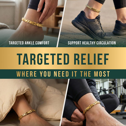 Ultra Strength Titanium Magnetic Therapy Anklet for Women (Gold)
