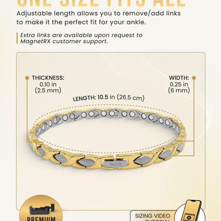 Ultra Strength Titanium Magnetic Therapy Anklet for Women (Gold & Silver)