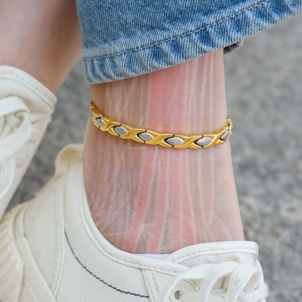Ultra Strength Titanium Magnetic Therapy Anklet for Women (Gold & Silver)