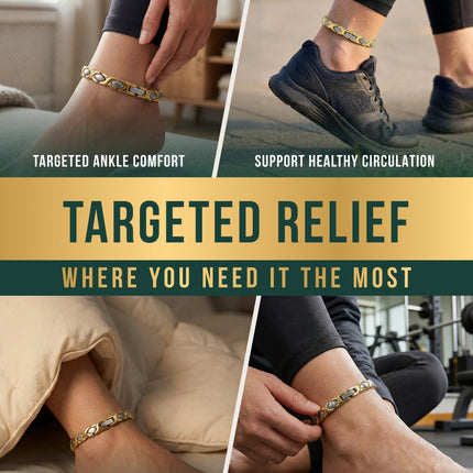 Ultra Strength Titanium Magnetic Therapy Anklet for Women (Gold & Silver)