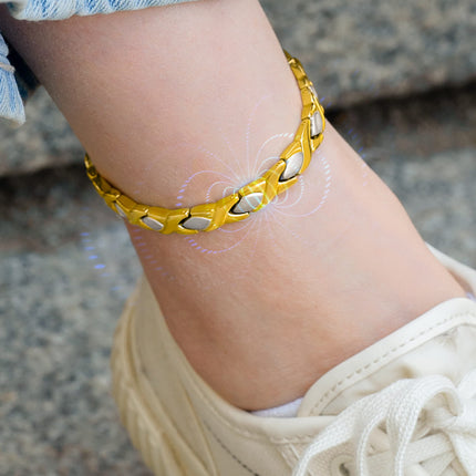 Ultra Strength Titanium Magnetic Therapy Anklet for Women (Gold & Silver)