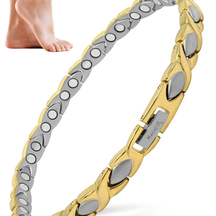 Ultra Strength Titanium Magnetic Therapy Anklet for Women (Gold & Silver)