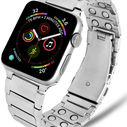 Magnetic Therapy Apple Watch Band Silver Stainless Steel