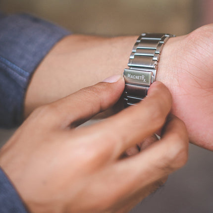 Magnetic Therapy Apple Watch Band Silver Stainless Steel
