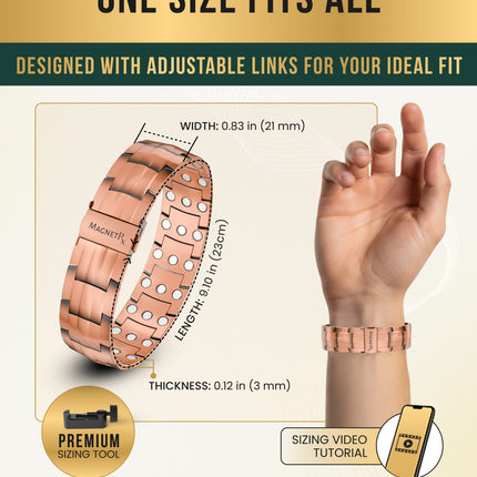 3x Strength Copper Magnetic Bracelet for Men (Legacy)