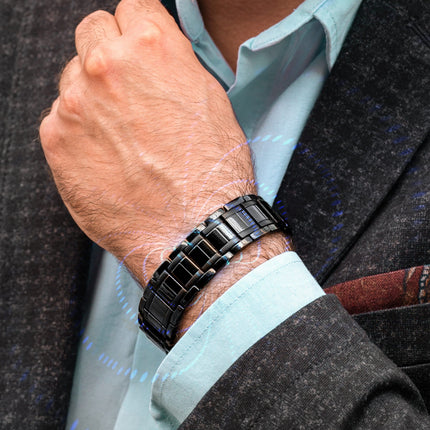 3x Strength Titanium Magnetic Bracelet for Men (Black)