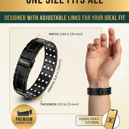 3x Strength Titanium Magnetic Bracelet for Men (Black)