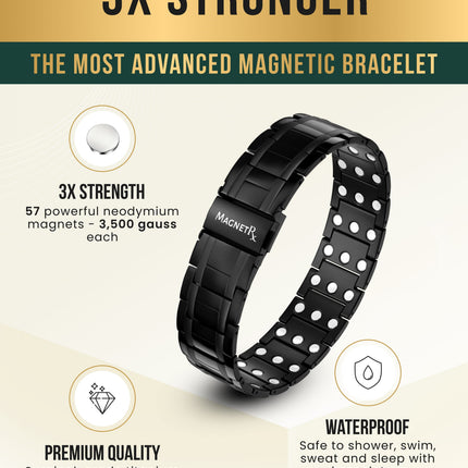3x Strength Titanium Magnetic Bracelet for Men (Black)