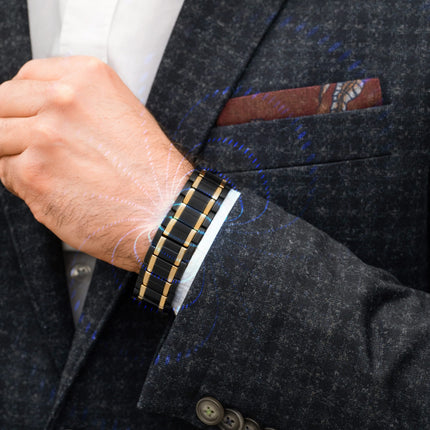 3x Strength Titanium Magnetic Bracelet for Men (Black & Gold)