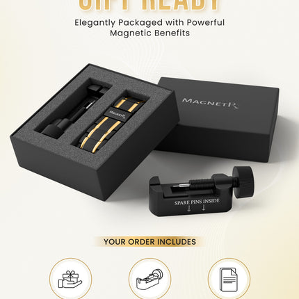 3x Strength Titanium Magnetic Bracelet for Men (Black & Gold)