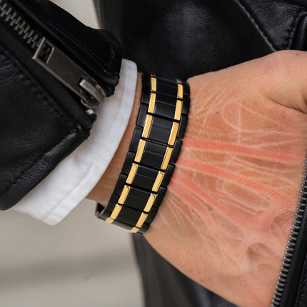 3x Strength Titanium Magnetic Bracelet for Men (Black & Gold)