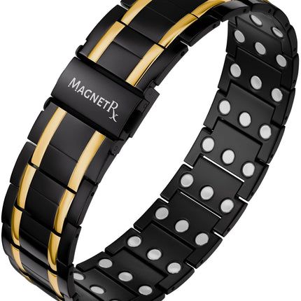 3x Strength Titanium Magnetic Bracelet for Men (Black & Gold)