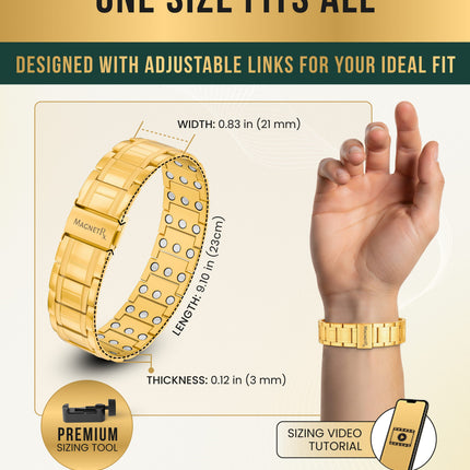 3x Strength Titanium Magnetic Bracelet for Men (Gold)