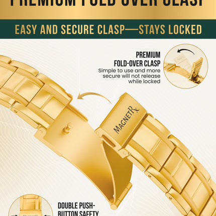 3x Strength Titanium Magnetic Bracelet for Men (Gold)