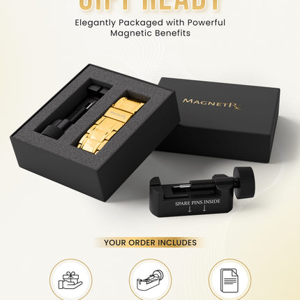 3x Strength Titanium Magnetic Bracelet for Men (Gold)